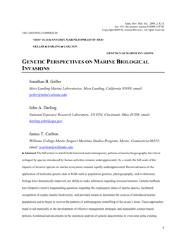 Genetic Perspectives on Marine Biological Invasions