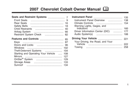 2007 Chevrolet Cobalt Owner Manual M