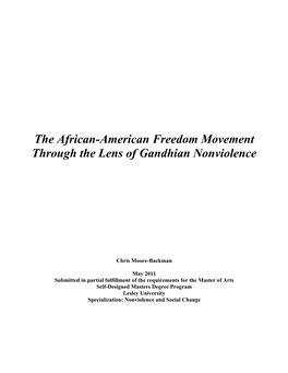 The African-American Freedom Movement Through the Lens of Gandhian Nonviolence