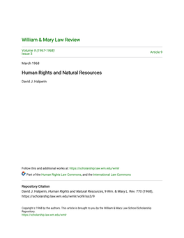 Human Rights and Natural Resources