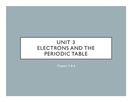 Unit 3 Electrons and the Periodic Table