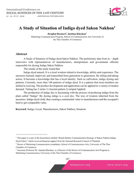 A Study of Situation of Indigo Dyed Sakon Nakhon1