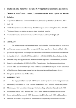 Duration and Nature of the End-Cryogenian (Marinoan) Glaciation