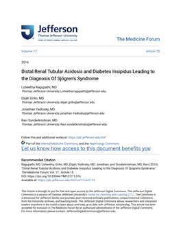 Distal Renal Tubular Acidosis and Diabetes Insipidus Leading to the Diagnosis of Sjögren's Syndrome
