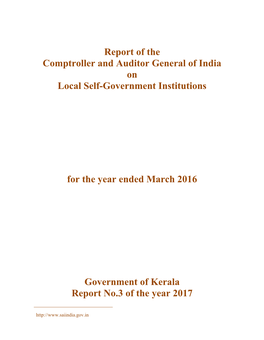 Local Self-Government Institutions Government of Kerala
