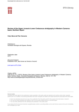 Review of the Upper Jurassic-Lower Cretaceous Stratigraphy in Western Cameros Basin, Northern Spain