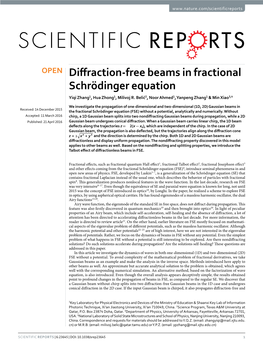 Diffraction-Free Beams in Fractional Schrödinger Equation Yiqi Zhang1, Hua Zhong1, Milivoj R