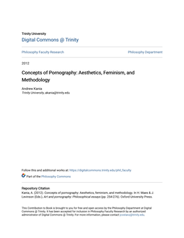 Concepts of Pornography: Aesthetics, Feminism, and Methodology