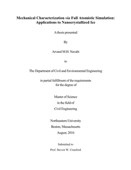 Mechanical Characterization Via Full Atomistic Simulation: Applications to Nanocrystallized Ice