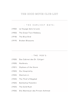 The Good Movie Club List