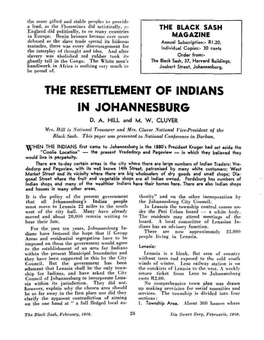 The Resettlement of Indians in Johannesburg D