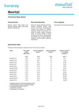 MOWITAL™ Technical Data Sheet [PDF]（152KB）