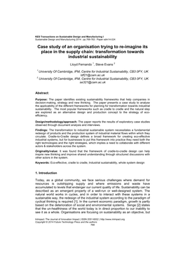 Transformation Towards Industrial Sustainability