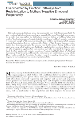 Overwhelmed by Emotion: Pathways from Revictimization to Mothers’ Negative Emotional Responsivity