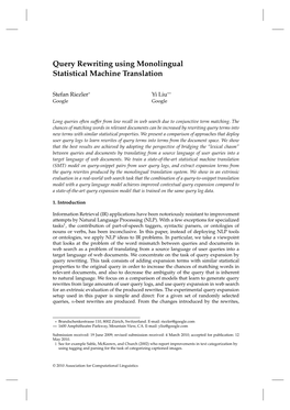 Query Rewriting Using Monolingual Statistical Machine Translation