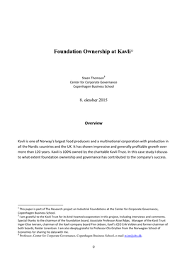 Foundation Ownership at Kavli12