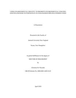 Using Environmental Identity to Promote Environmental Concern and Willingness to Participate in Endangered Species Conservation