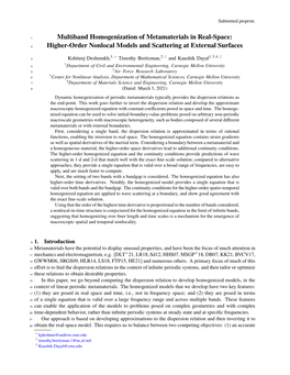 Multiband Homogenization of Metamaterials in Real-Space