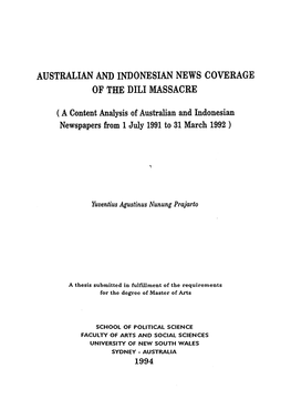 AUSTRALIAN and INDONESIAN NEWS COVERAGE of the Dili MASSACRE