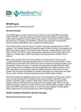 RFXAP Gene Regulatory Factor X Associated Protein