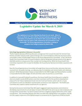 Legislative Update for March 9, 2019