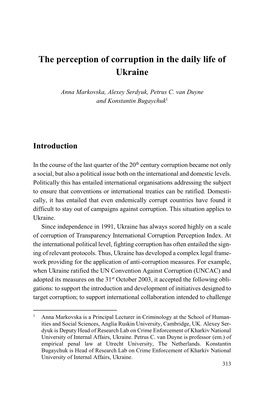 The Perception of Corruption in the Daily Life of Ukraine