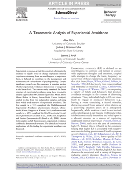 A Taxometric Analysis of Experiential Avoidance