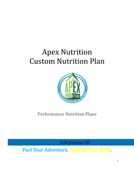 Training Nutrition Plan – Apex Nutrition