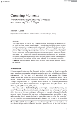 Crowning Moments: Transformative Populist Use of the Media and the Case of Carl I