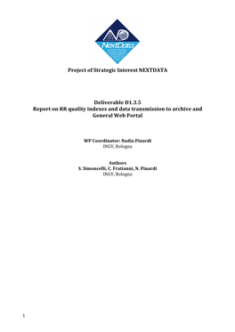 Project of Strategic Interest NEXTDATA Deliverable D1.3.5