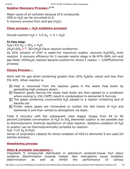 Sulphur Recovery Process:[14] Major Cause of Air Pollution Because of S