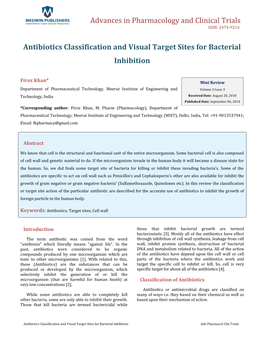 Antibiotics Classification and Visual Target Sites for Bacterial Inhibition