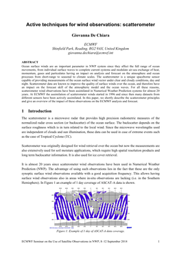 Active Techniques for Wind Observations: Scatterometer