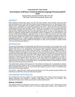 Text Analysis of QC/Issue Tracker by Natural Language Processing (NLP)