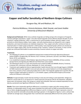 Copper and Sulfur Sensitivity of Northern Grape Cultivars