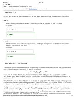 Exercise 18.4 the Ideal Gas Law Derived