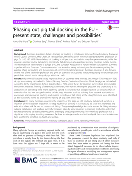 Phasing out Pig Tail Docking in the EU