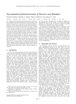 The Mechanical and Thermal Structure of Mercury's Early Lithosphere