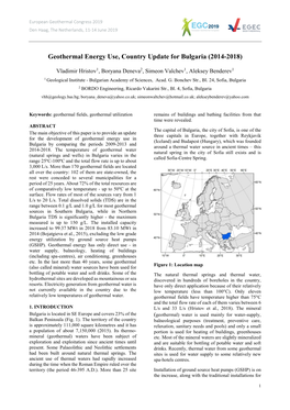 Geothermal Energy Use, Country Update for Bulgaria (2014-2018)