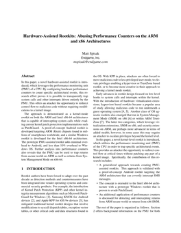 Hardware-Assisted Rootkits: Abusing Performance Counters on the ARM and X86 Architectures