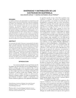 Diversidad Y Distribución De Las Cactaceae En Guatemala Salvador Arias* Y Mario Esteban Véliz Pérez**