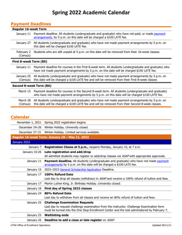 Spring 2021 Academic Calendar