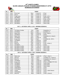 44 Carifta Games Silver Jubilee Athletic Stadium