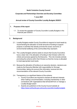 Annual Review of Locality Budgets