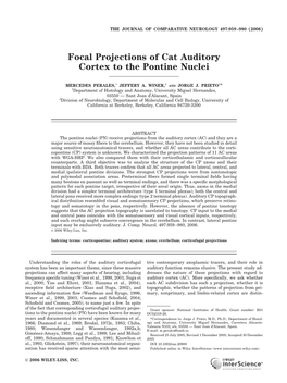 Focal Projections of Cat Auditory Cortex to the Pontine Nuclei