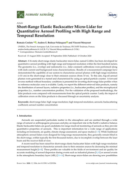 Short-Range Elastic Backscatter Micro-Lidar for Quantitative Aerosol Proﬁling with High Range and Temporal Resolution