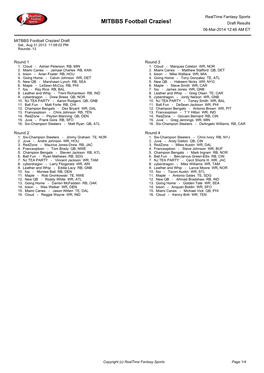 MITBBS Football Crazies! Draft Results 06-Mar-2014 12:46 AM ET