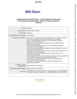 For Peer Review Only Journal: BMJ Open