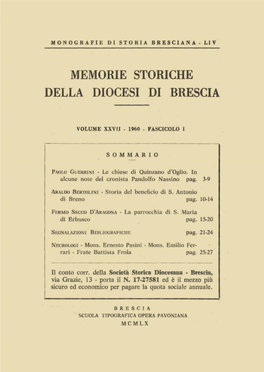 Memorie Storiche Della Diocesi Di Brescia