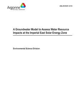 A Groundwater Model to Assess Water Resource Impacts at the Imperial East Solar Energy Zone